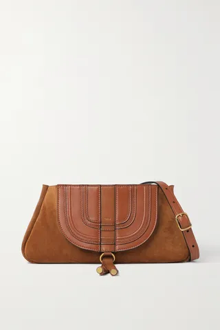 Chloé - Marcie Tasseled Leather And Suede Shoulder Bag - Brown