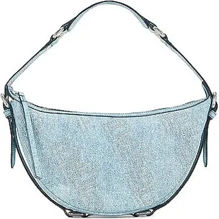 BY FAR Gib Denim Stud Leather Bag in Blue