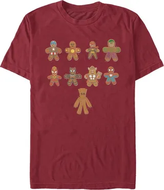 Men's Marvel Christmas Gingerbread Cookie Avengers T-Shirt - Cardinal - 3X Large