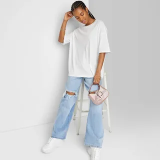 Women's Short Sleeve Relaxed Fit T-Shirt - Wild Fable™ White M