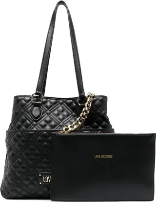 Quilted Embossed-Logo Tote Bag