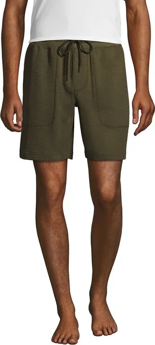 Lands' End Men's Waffle Pajama Shorts - Medium - Forest Moss