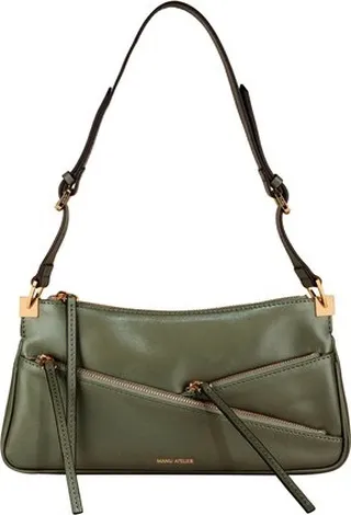 Three zipped baguette shoulder bag