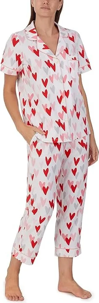 Bedhead PJs Organic Cotton Short Sleeve Cropped PJ Set (Love Is All You Need) Women's Pajama Sets
