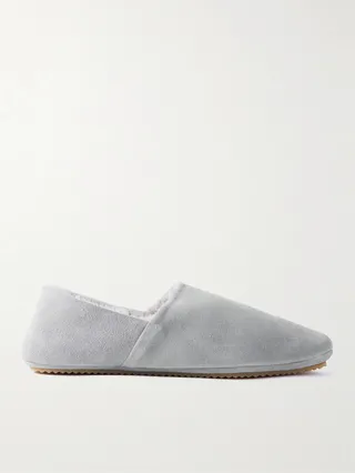 Shearling-Lined Suede Slippers
