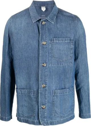 Mid-Wash Button-Up Denim Jacket