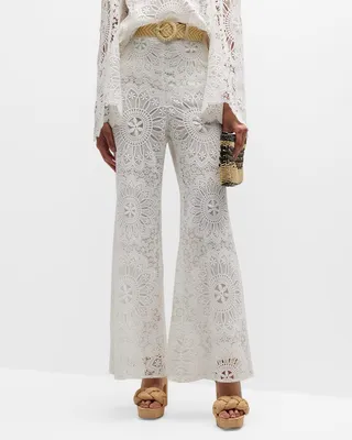 Chintz Doily Lace Flared Pants