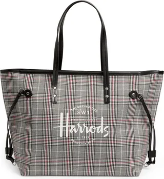 Harrods Southbank Grey Check Tote Bag