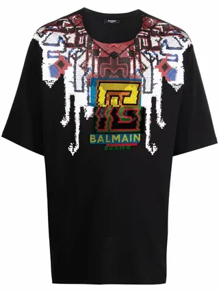 textured logo-print T-shirt