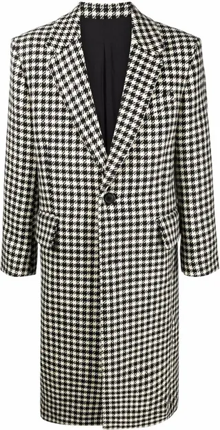 Houndstooth Single-Breasted Overcoat