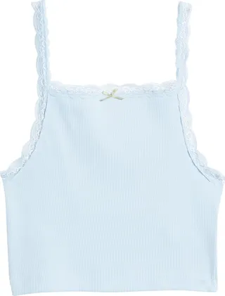 Women's Rib Lace Edge Cotton Camisole
