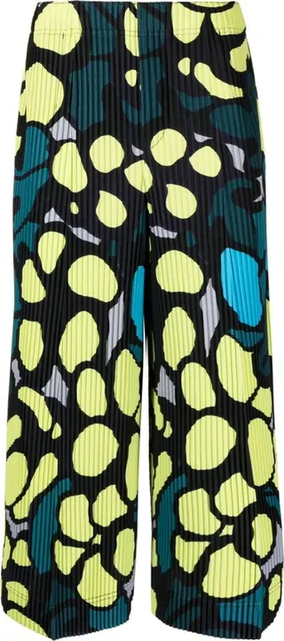 Cropped Graphic-Print Trousers