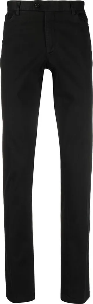 Classic Black Cotton Straight Leg Trousers