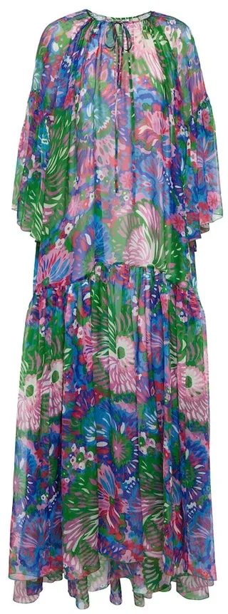 Printed silk chiffon maxi dress