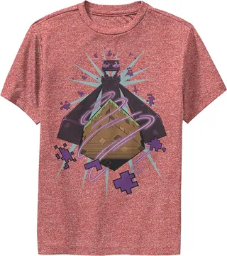 Boy's Minecraft Enderman Performance Tee - Red Heather - Small