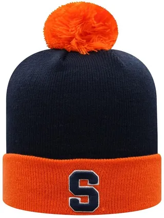 Men's Top of the World Navy and Orange Syracuse Orange Core 2-Tone Cuffed Knit Hat with Pom