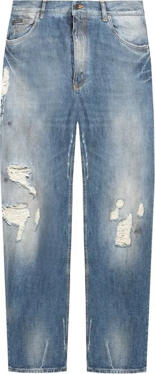 Dolce & Gabbana Distressed Wide-Leg Jeans