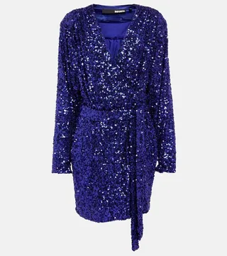 Samantha embellished wrap minidress