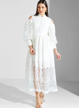 Burnout Cold Shoulder Dress