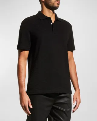 Men's Sheer Greca Monogram Polo Shirt
