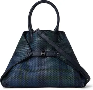 Small Al Plaid Woven Leather Tote