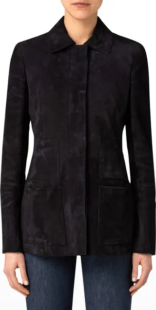 Lamb Suede Fitted Jacket