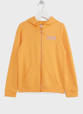 Girls Printed Zip-Up Hoodie