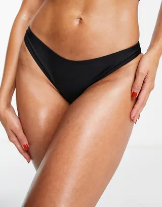 Topshop high leg bikini bottoms in black