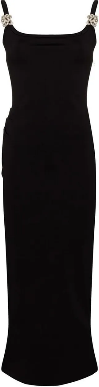 Crystal-Embellished Midi Tube Dress