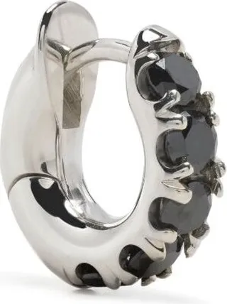 Sterling Silver Diamond Mini Hoop Earring