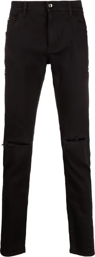 Ripped-Knee Skinny Jeans