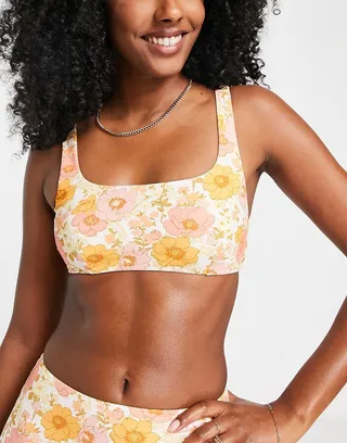 & Other Stories square neck bikini top in 70s floral print