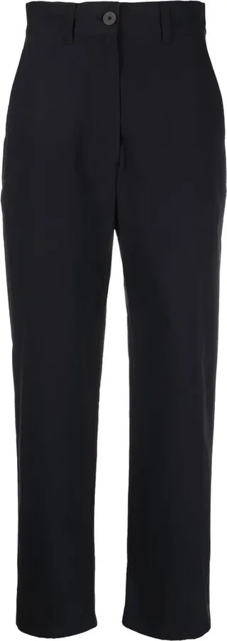 High-Waisted Cropped Cotton Trousers