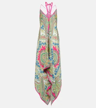 Printed halterneck maxi dress