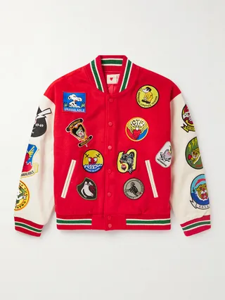 Appliquéd Felt and Faux Leather Varsity Jacket