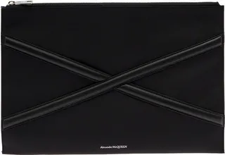 Black Pouch With Harness Detail In Nylon Man Alexander Mcqueen