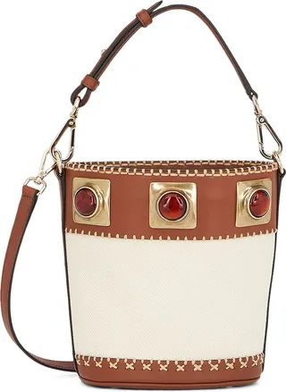 Crown Me canvas & leather bucket bag