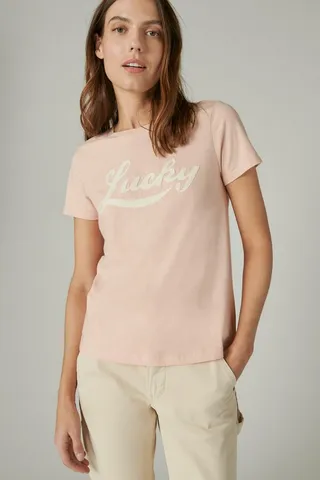 Embroidered Lucky Script Classic Crew Tee