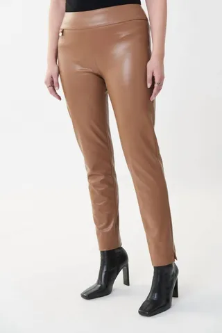 Faux Leather Pant In Nutmeg