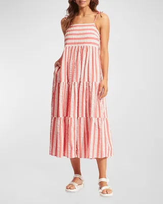 Striped Cabana Tiered Maxi Dress