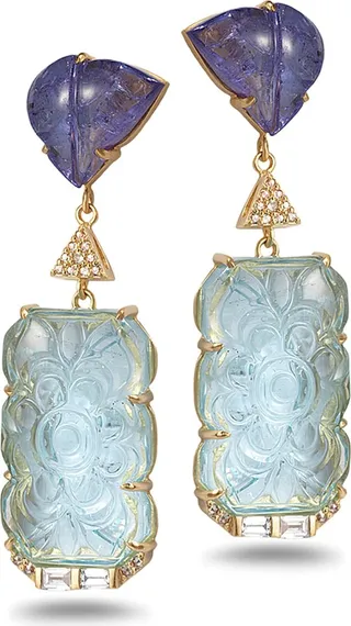 Affinity 20K Carved Aquamarine Earrings
