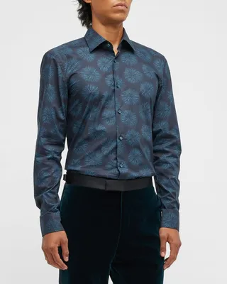 Men's Firework-Print Sport Shirt