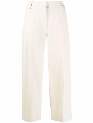 Pleat-Detail Cropped Trousers