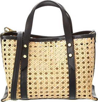 Jijou Capri Dominique Small Straw & Leather Tote