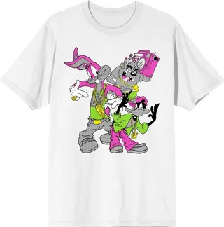 Looney Tunes Hip Hop Characters Men’s White T-shirt-XXL