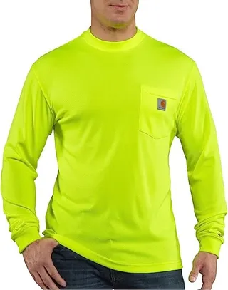 Carhartt Force Color Enhanced Long Sleeve T-Shirt (Brite Lime) Men's Clothing