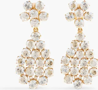 Gold-tone crystal clip earrings