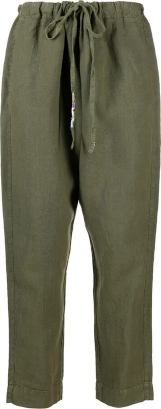Drawstring-Waist Straight Trousers