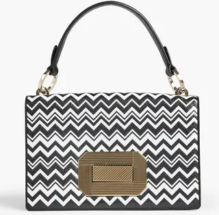 Printed leather tote