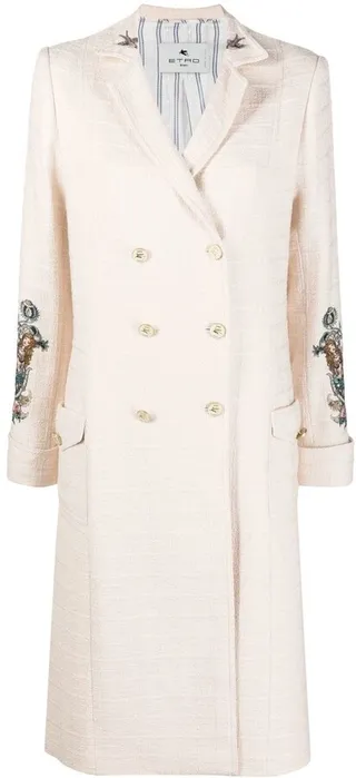Rear Graphic-Print Double-Breasted Coat